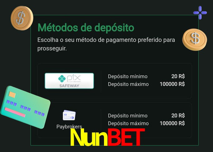 O cassino Nunbet oferece uma grande variedade de métodos de pagamento